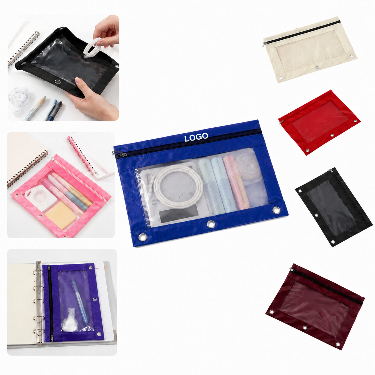 ClearView 3-Ring Binder Zipper Pouch