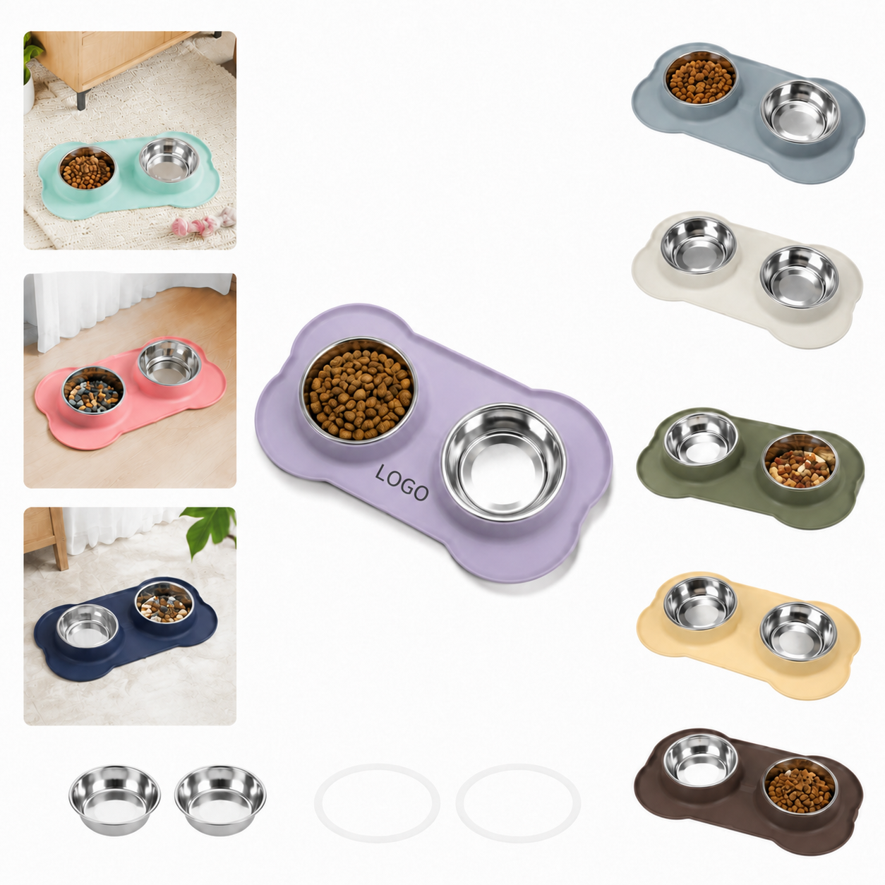 Elevated Dual Stainless Steel Pet Bowl Set