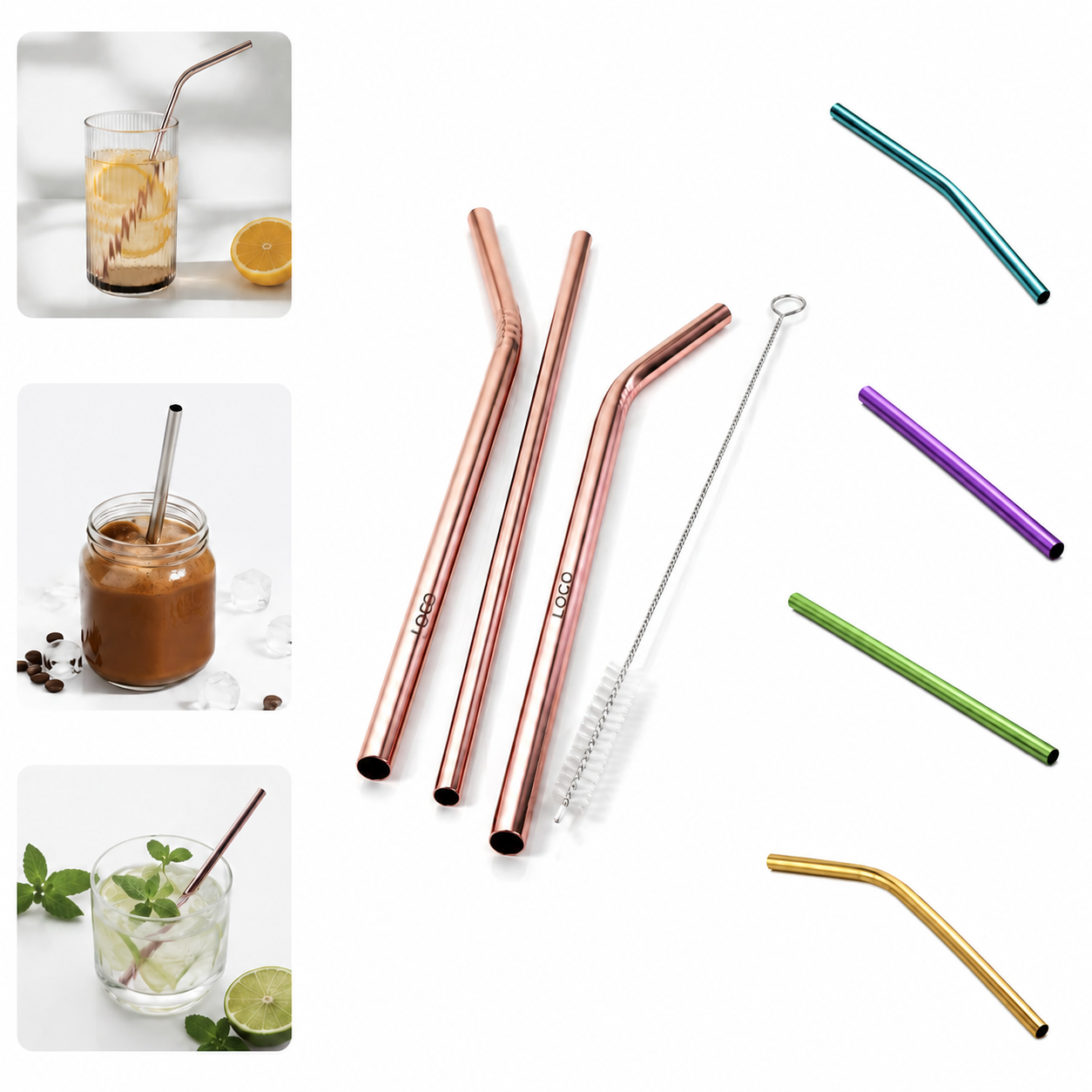 Reusable Wide-Mouth Stainless Steel Boba Straws