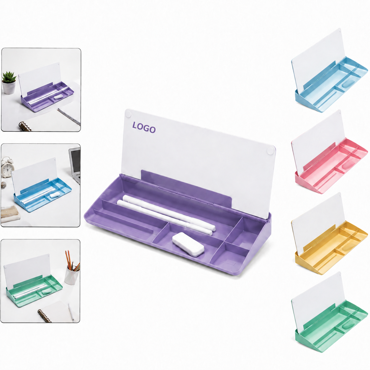 Tempered Glass Desktop Dry Erase Whiteboard Organizer