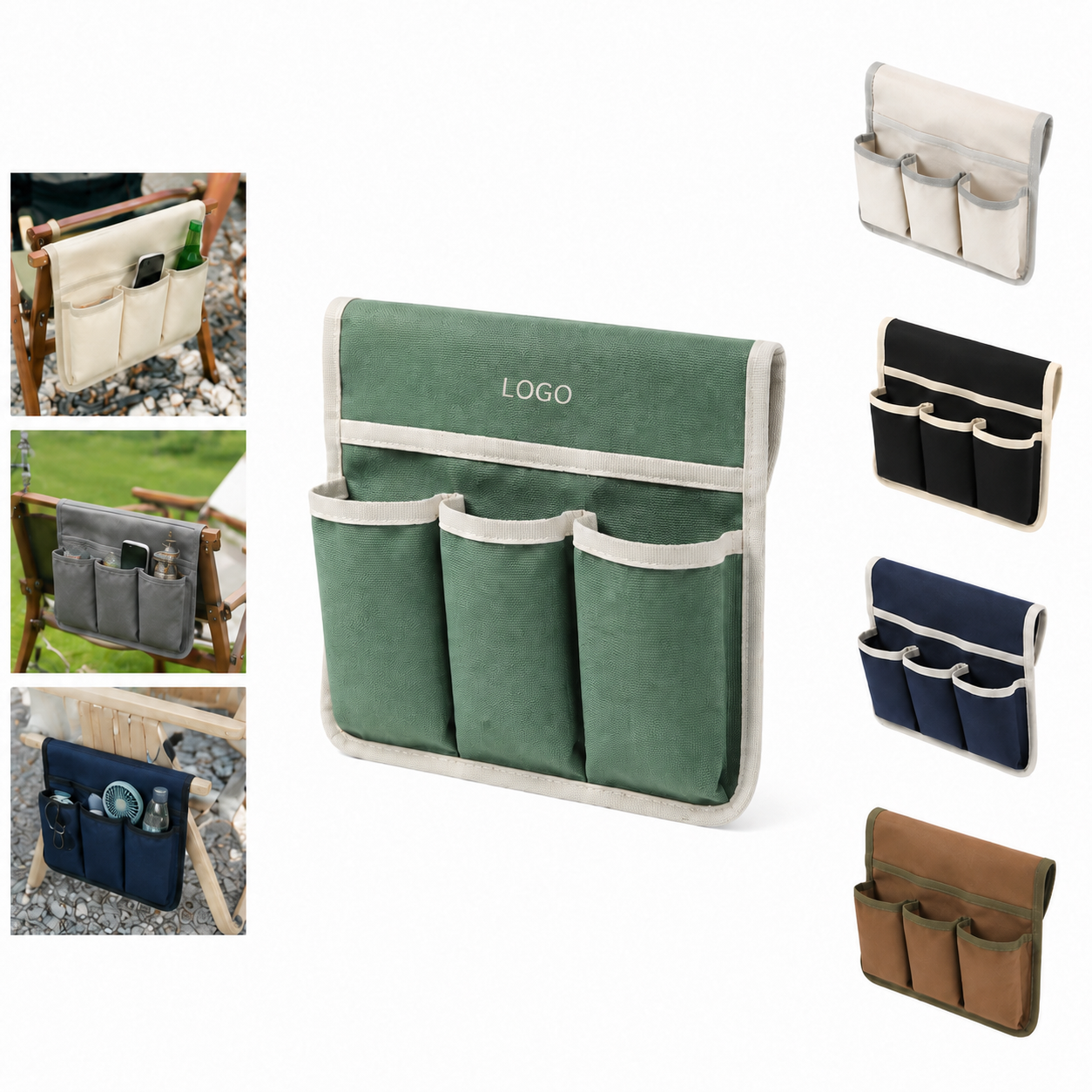 Adjustable Beach Chair Armrest Organizer Bag