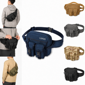 Water-Resistant Multi-Pocket Utility Waist Pack with Removable Bottle Holder